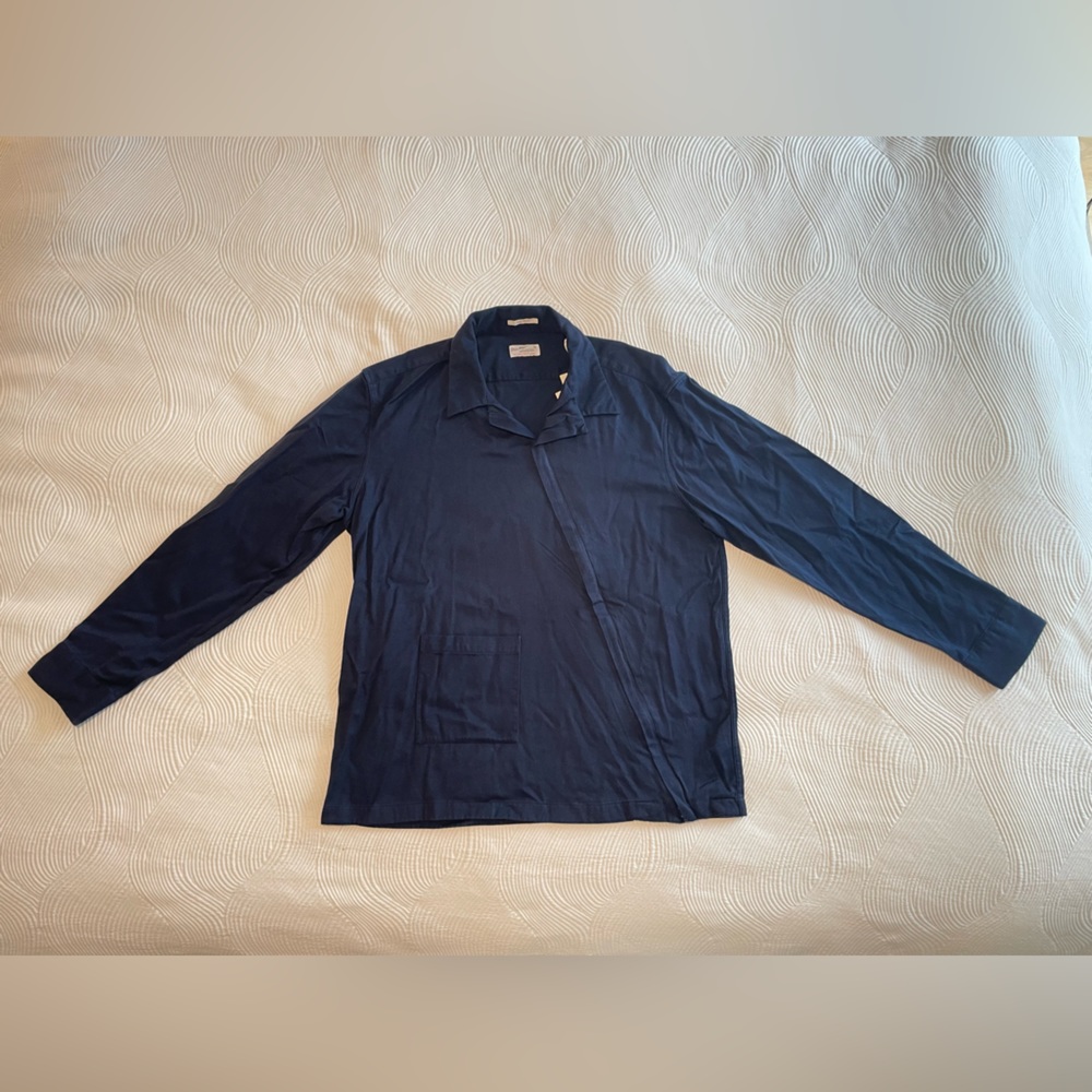 NWT GANT Rugger Asymmetrical Zip Satin Twill Long Sleeve Shirt - Blue - XL